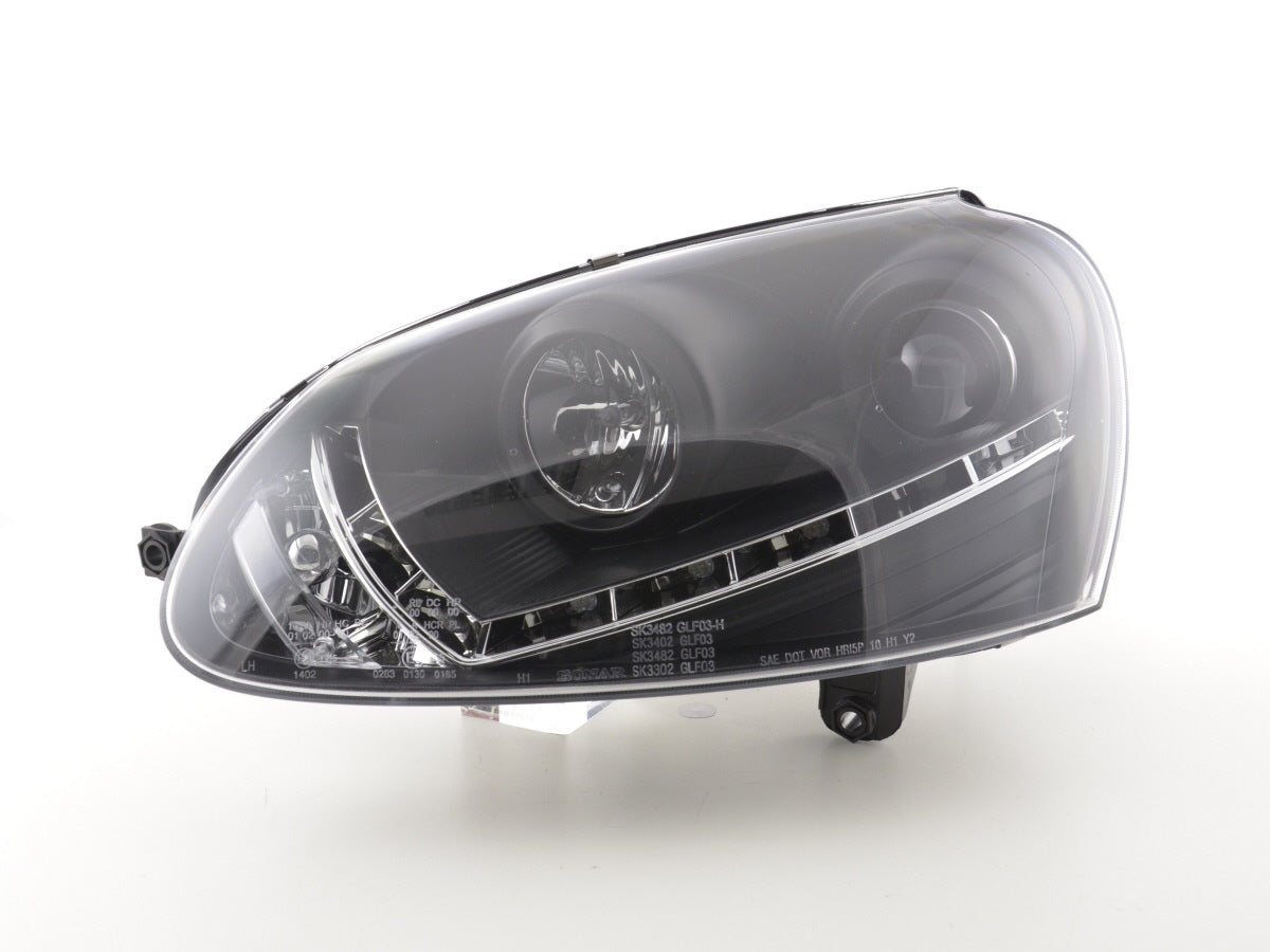 Scheinwerfer Set Daylight LED Tagfahrlicht VW Golf 5 Typ 1K 03-08 schwarz für Rechtslenker Scheinwerfer Set Daylight LED Tagfahrlicht VW Golf 5 Typ 1K 03-08 schwarz für Rechtslenker